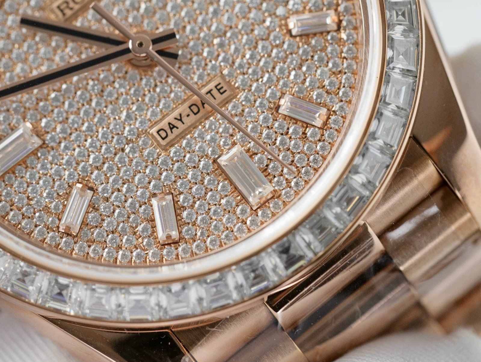 Rolex Day-Date Gold Wrapped + Moissanite Baguette Diamonds Watch 40mm