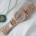 Rolex Day-Date Watch 18K Rose Gold Wrapped + Moissanite Diamonds 36mm