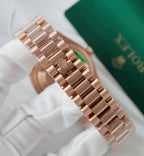 Rolex Day-Date Watch 18K Rose Gold Wrapped + Moissanite Diamonds 36mm
