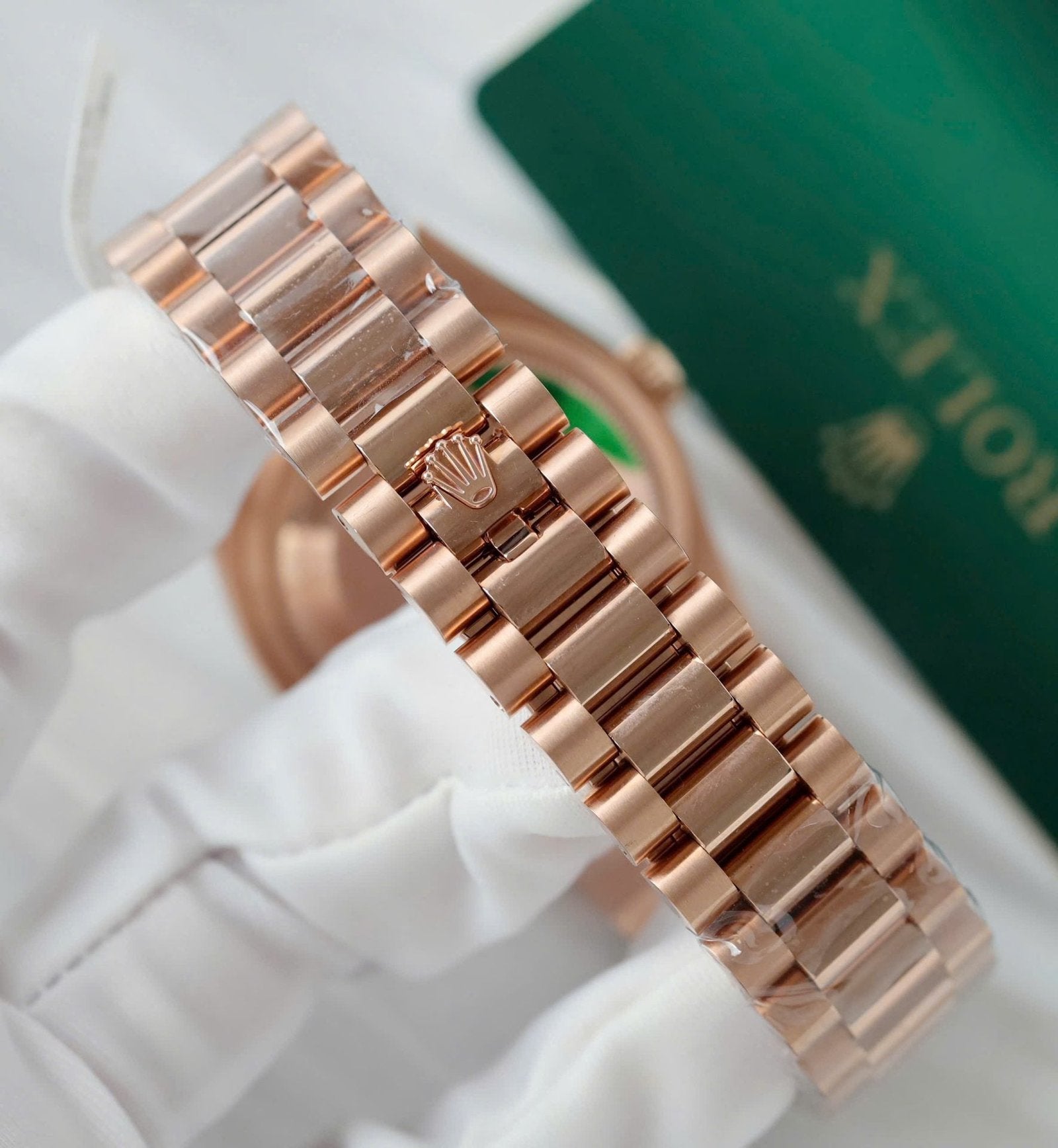 Rolex Day-Date Watch 18K Rose Gold Wrapped + Moissanite Diamonds 36mm