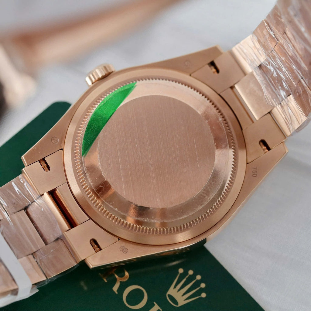 Rolex Day-Date Watch 18K Rose Gold Wrapped + Moissanite Diamonds 36mm