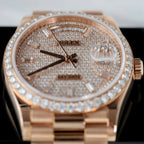 Rolex Day-Date Watch 18K Rose Gold Wrapped + Moissanite Diamonds 36mm
