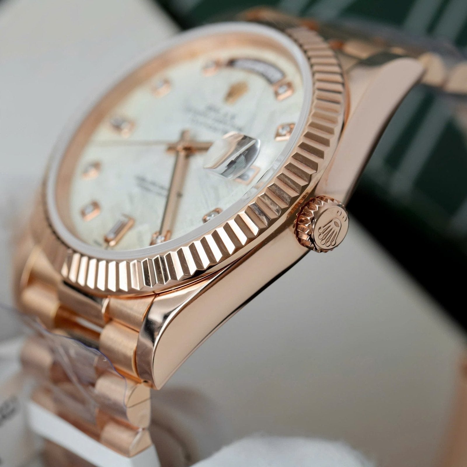 Rolex Day-Date Rose Gold Wrapped + Dial Moissanite Diamonds 40mm