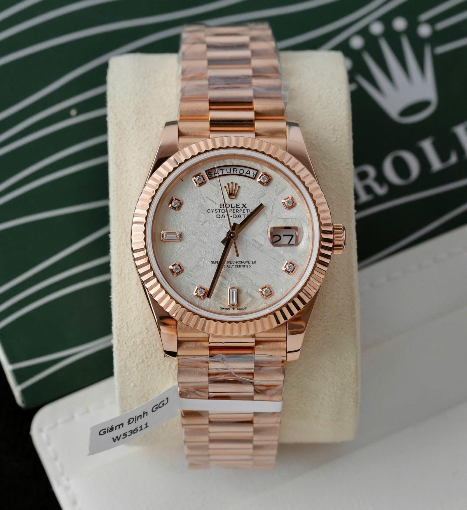 Rolex Day-Date Rose Gold Wrapped + Dial Moissanite Diamonds 40mm