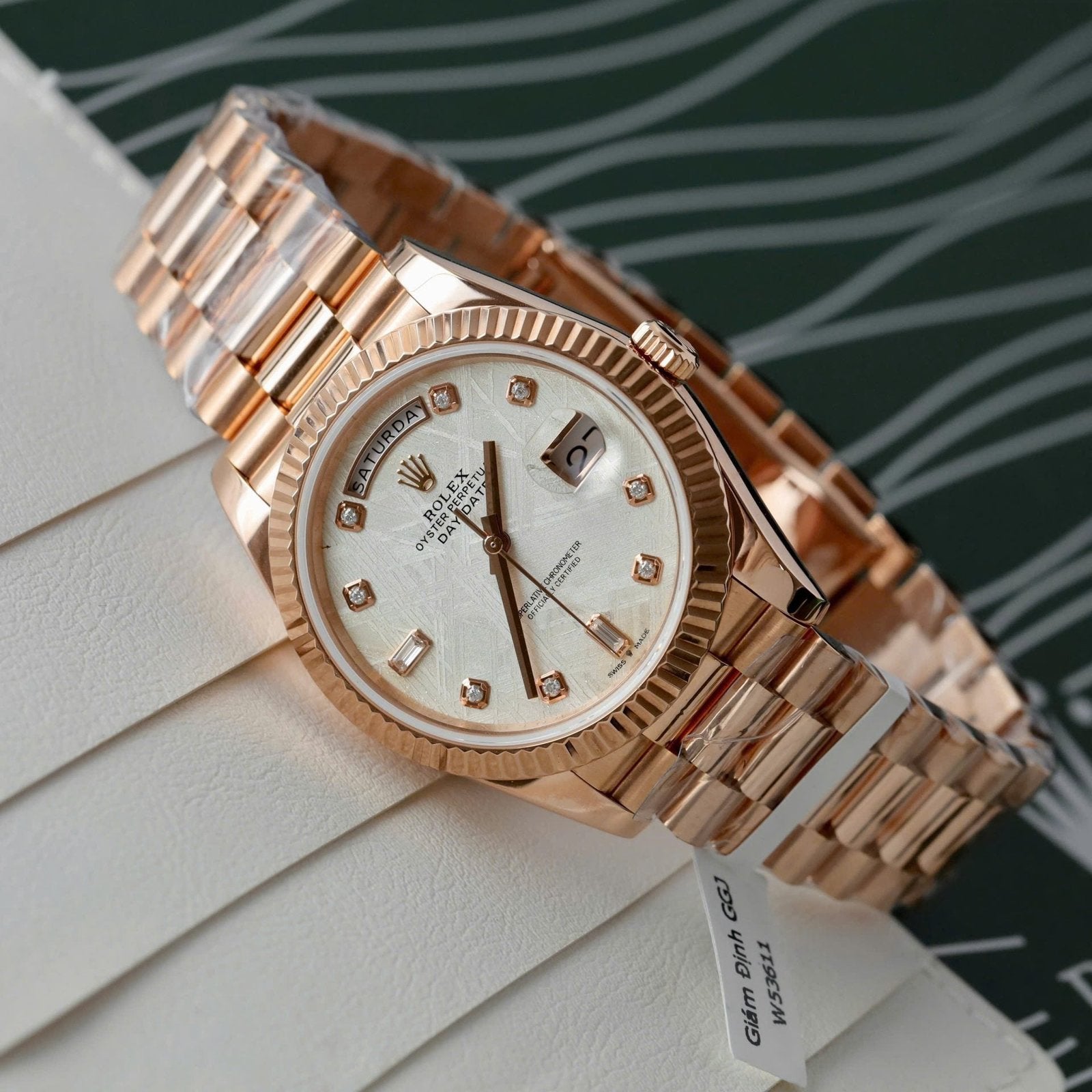 Rolex Day-Date Rose Gold Wrapped + Dial Moissanite Diamonds 40mm