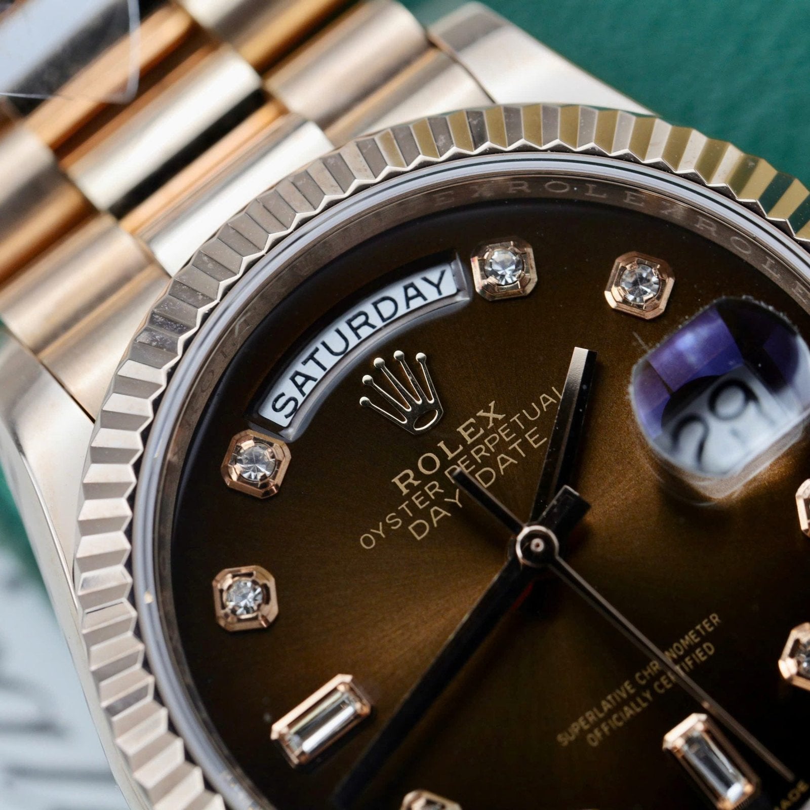 Rolex Day-Date Watch 18K Gold Wrapped Chocolate Dial 36mm