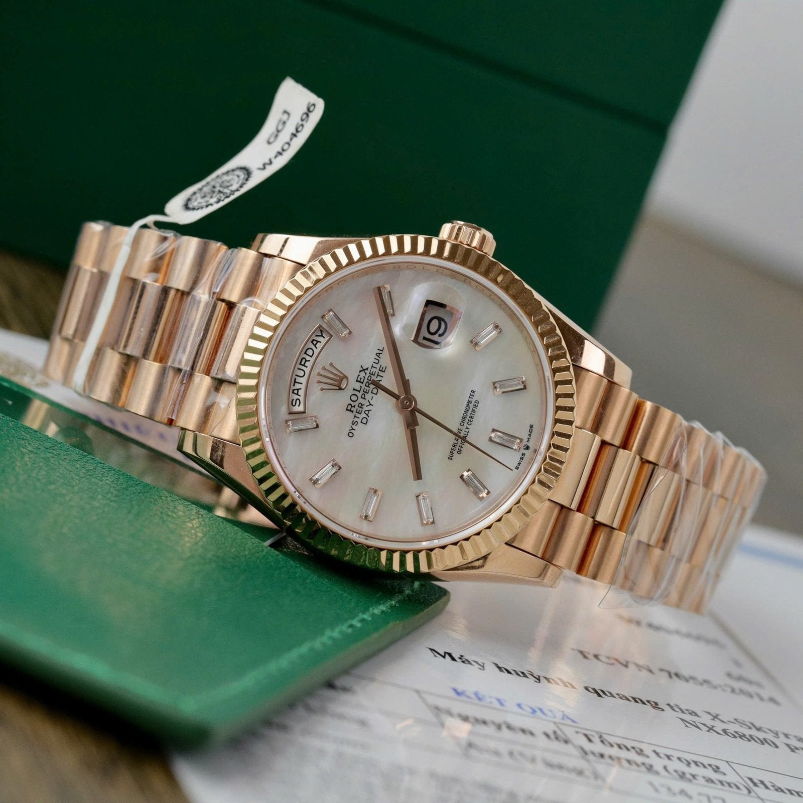 Rolex Day-Date Dial Mother Of Pearl Watch Gold Wrapped 36mm