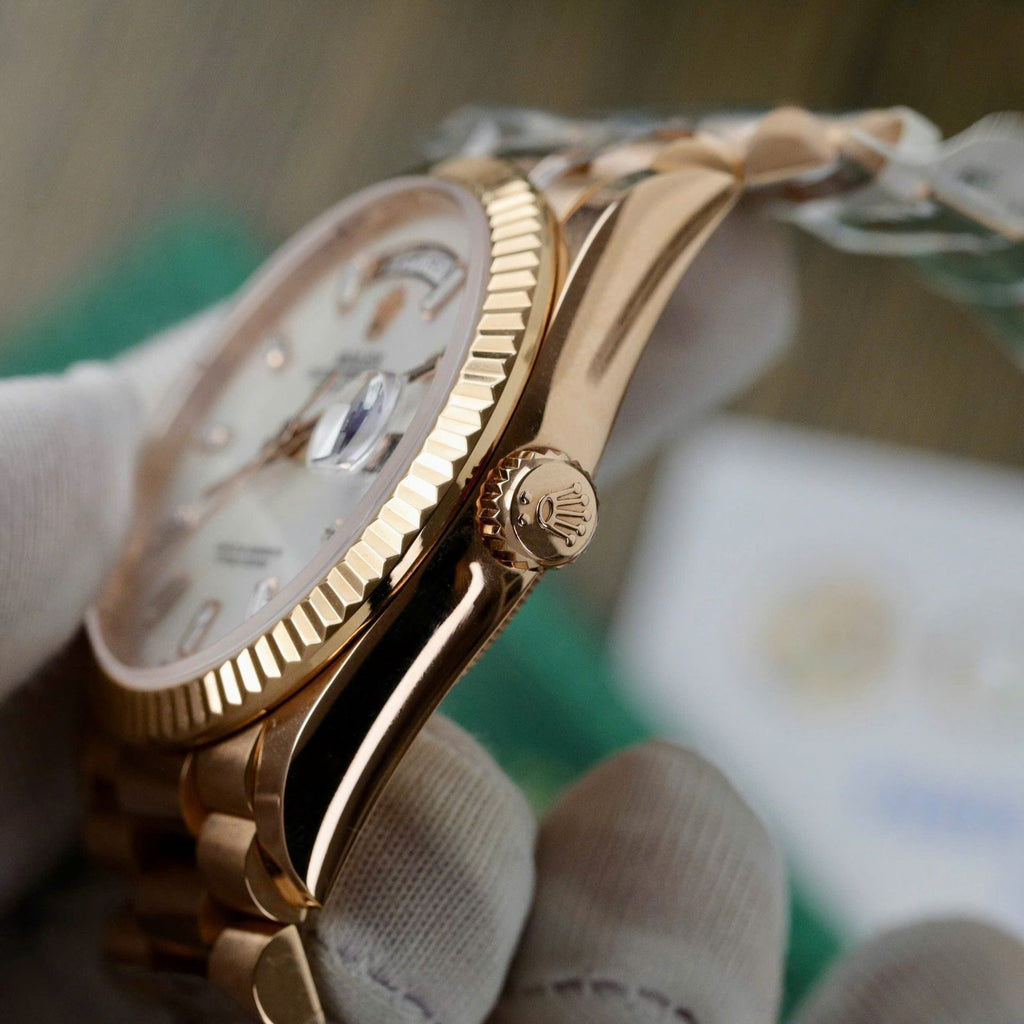 Rolex Day-Date Dial Mother Of Pearl Watch Gold Wrapped 36mm