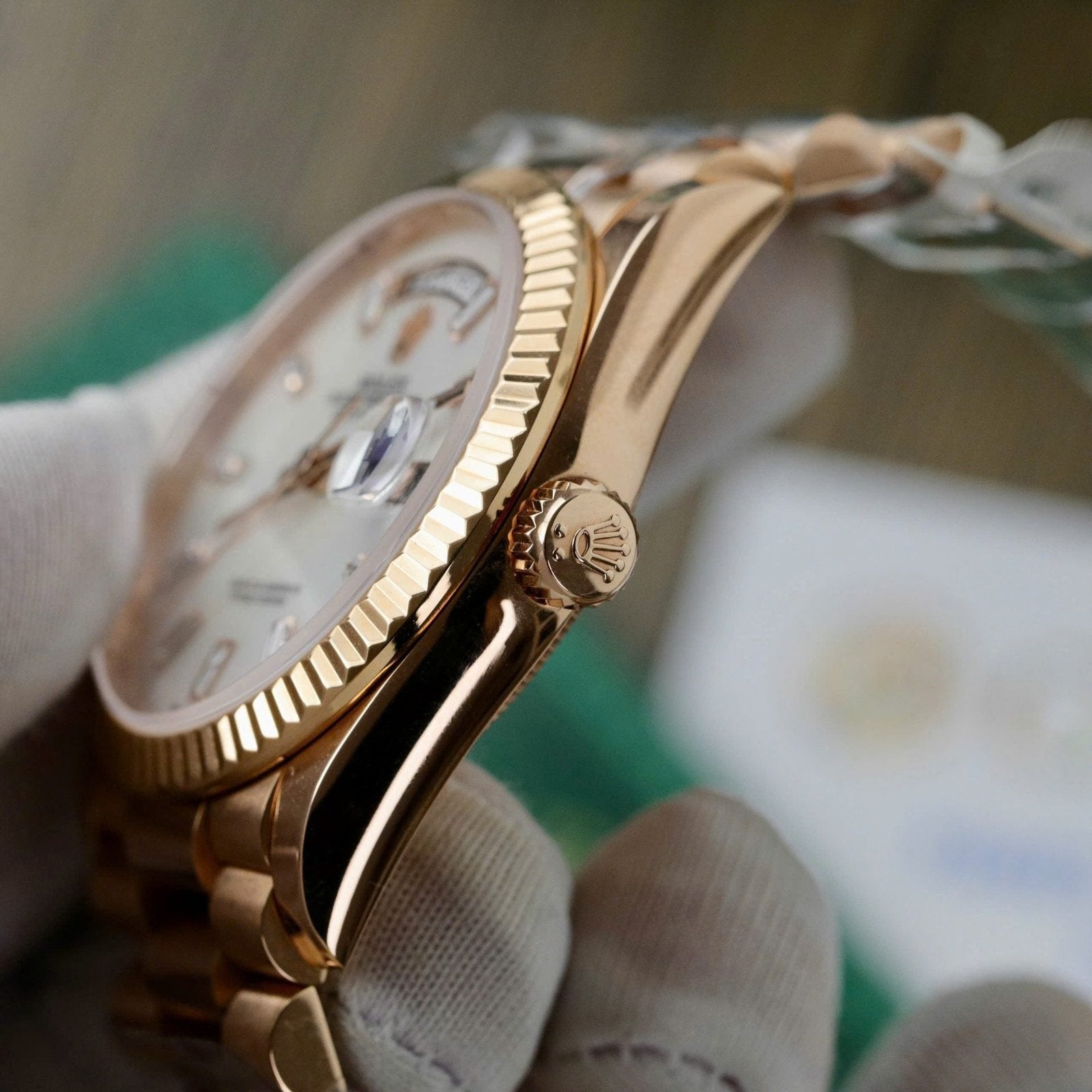 Rolex Day-Date Dial Mother Of Pearl Watch Gold Wrapped 36mm