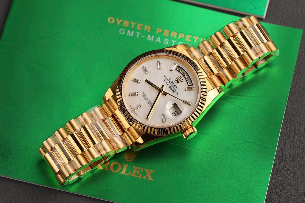 Rolex Day-Date Watch Dial Mother Of Pearl Gold Wrapped 36mm