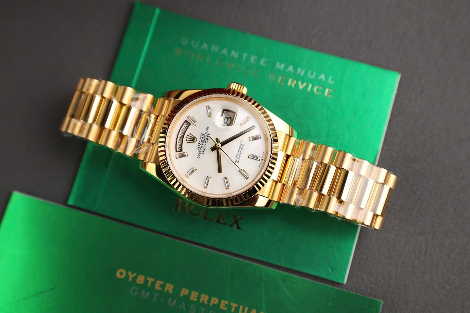 Rolex Day-Date Watch Dial Mother Of Pearl Gold Wrapped 36mm