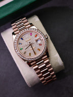 Rolex Day-Date Watch Moissanite Diamonds + 18K Gold Wrapped 40mm