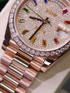 Rolex Day-Date Watch Moissanite Diamonds + 18K Gold Wrapped 40mm