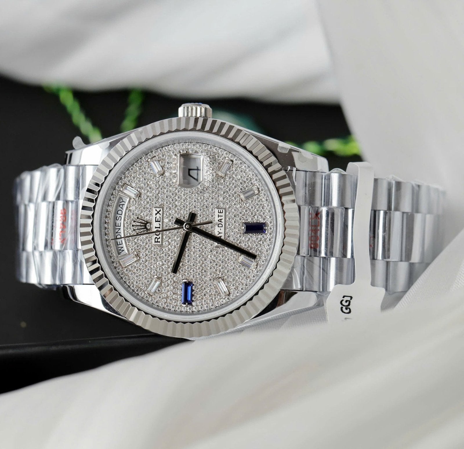 Rolex Day-Date Watch Full Moissanite Dial 40mm