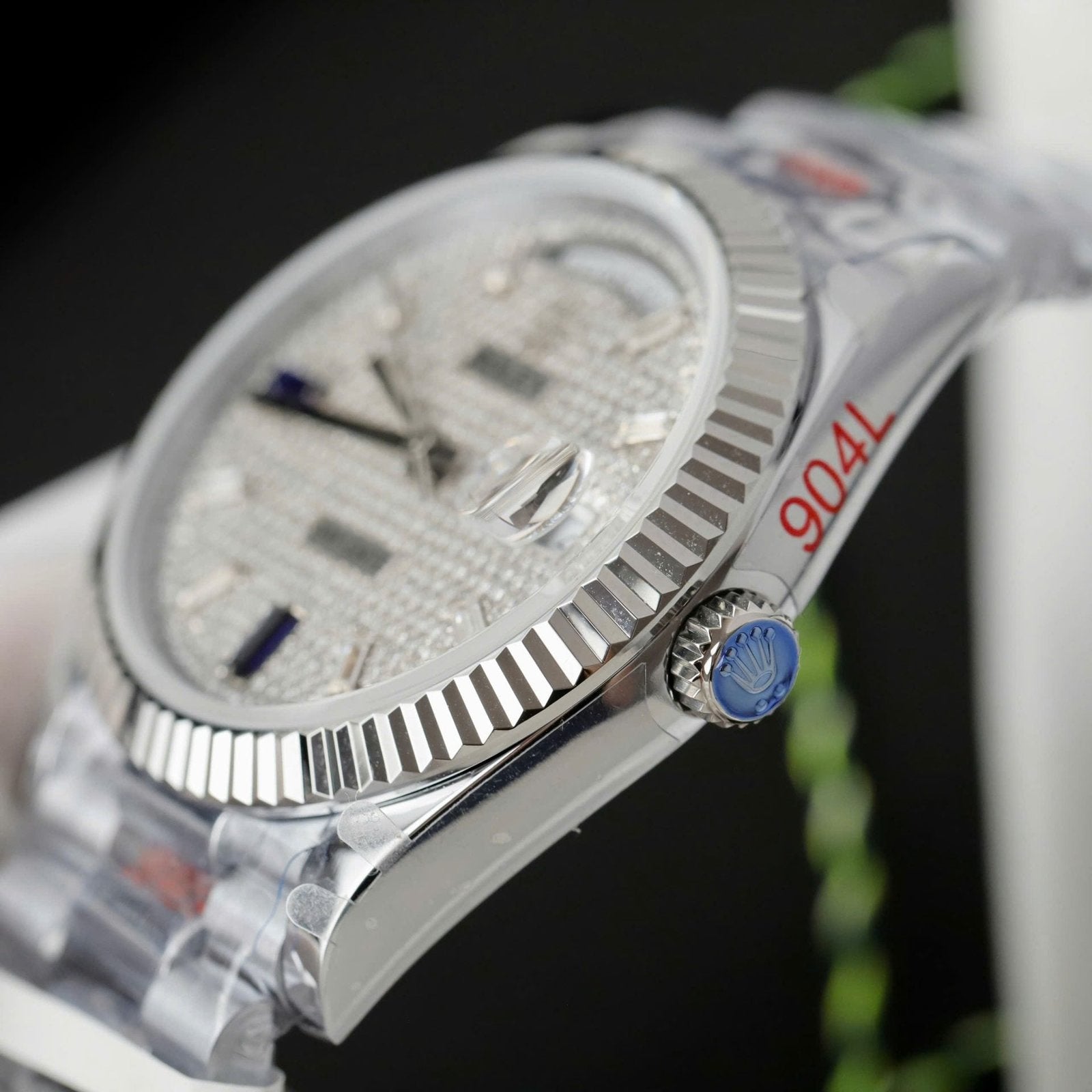 Rolex Day-Date Watch Full Moissanite Dial 40mm