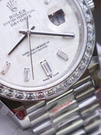 Rolex Day-Date Watch Meteorite Diamonds Moissanite Baguette 40mm