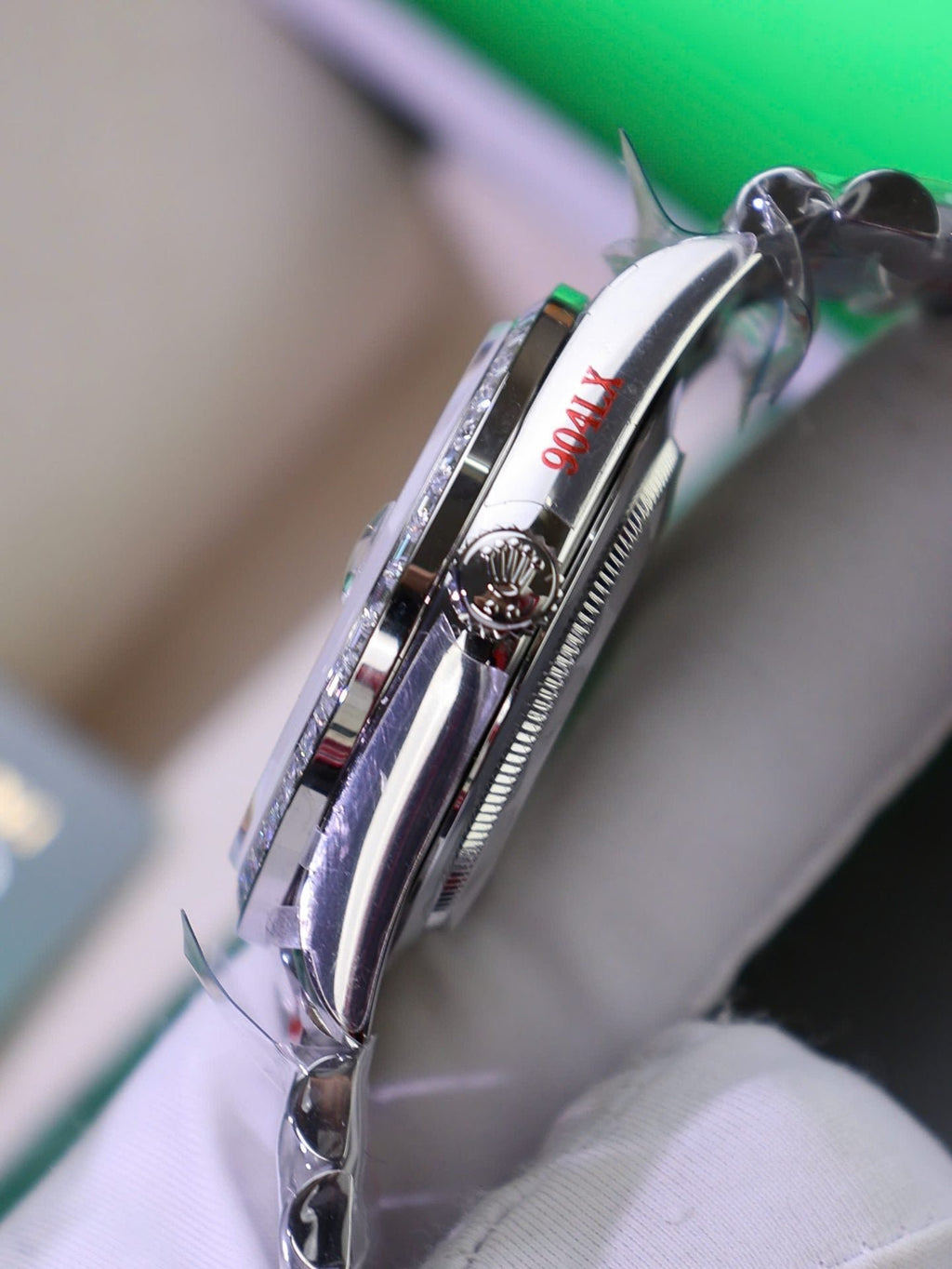 Rolex Day-Date Watch Meteorite Diamonds Moissanite Baguette 40mm