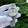 Rolex Day-Date Watch Custom Mother Of Pearl &amp; Moissanite Diamonds Baguetee 40mm