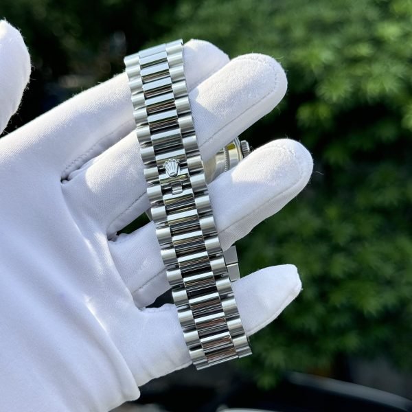 Rolex Day-Date Watch Custom Mother Of Pearl &amp; Moissanite Diamonds Baguetee 40mm