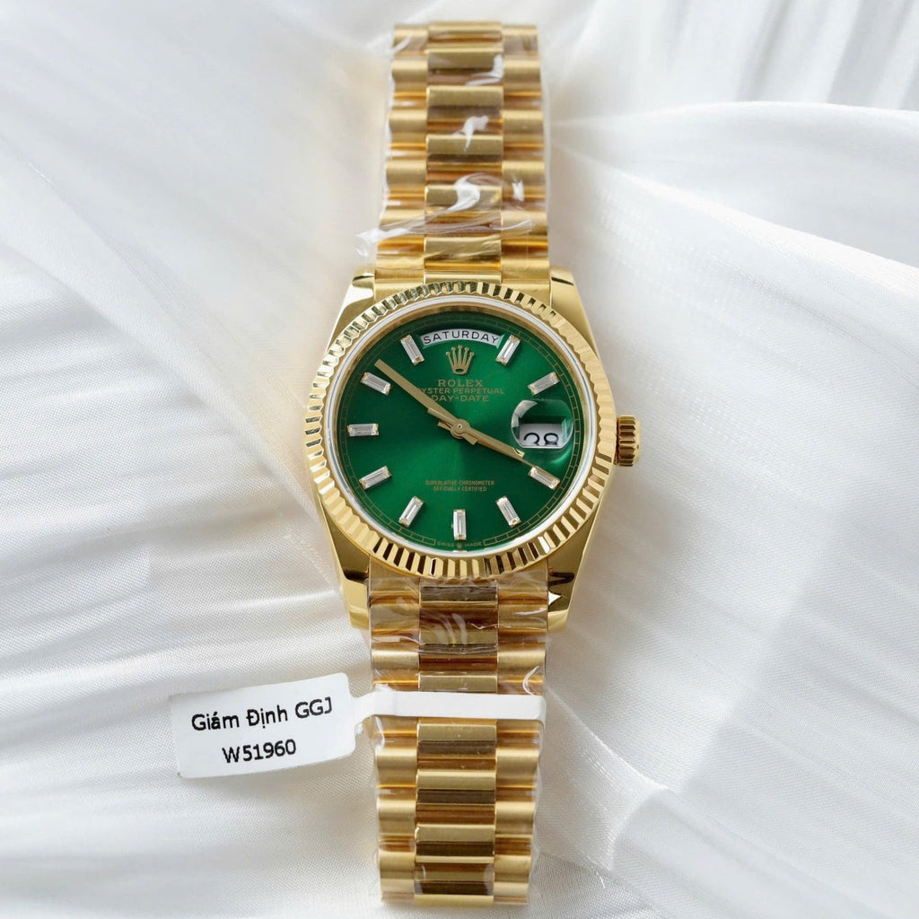 Rolex Day-Date Dial Green Watch Gold Wrapped 36mm