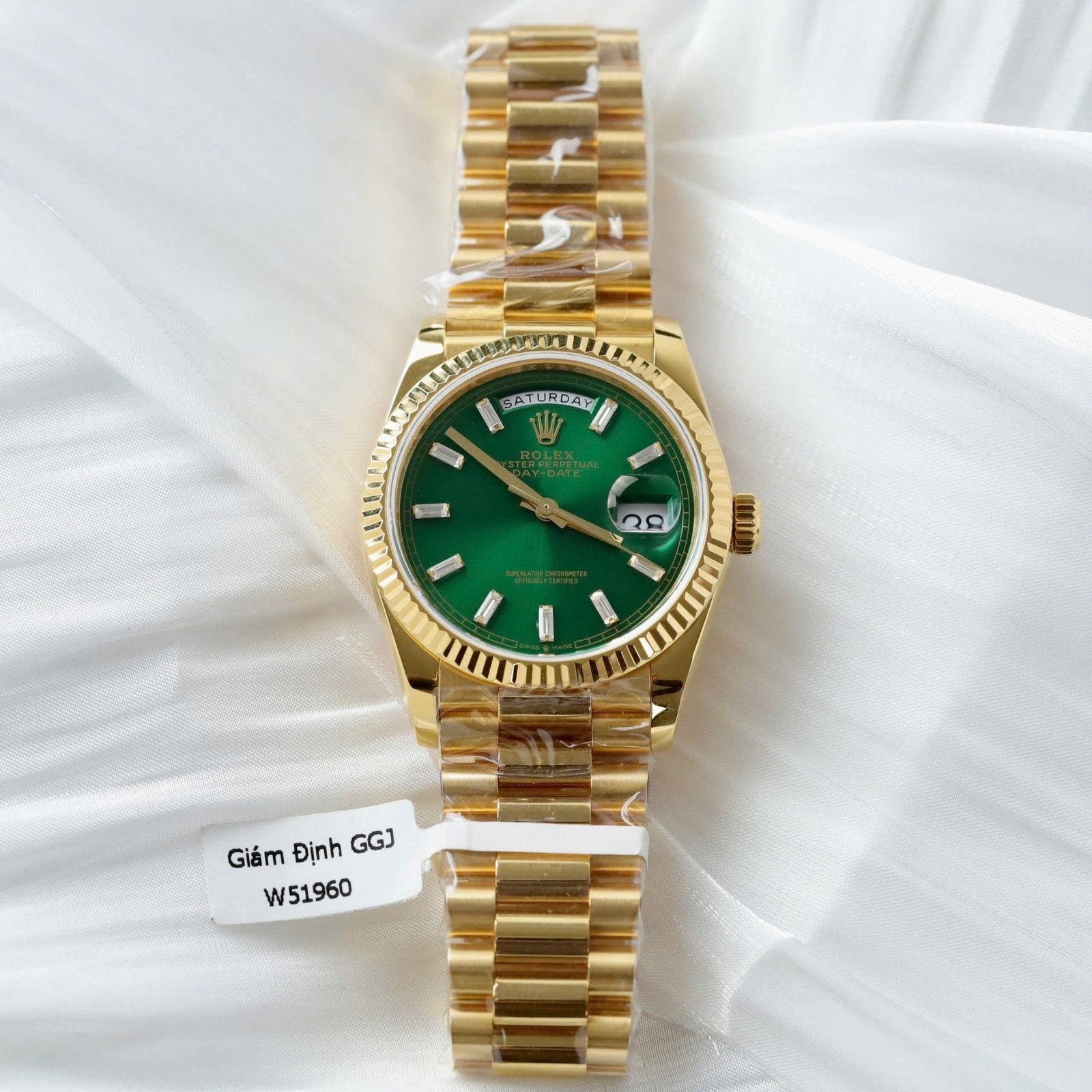 Rolex Day-Date Dial Green Watch Gold Wrapped 36mm