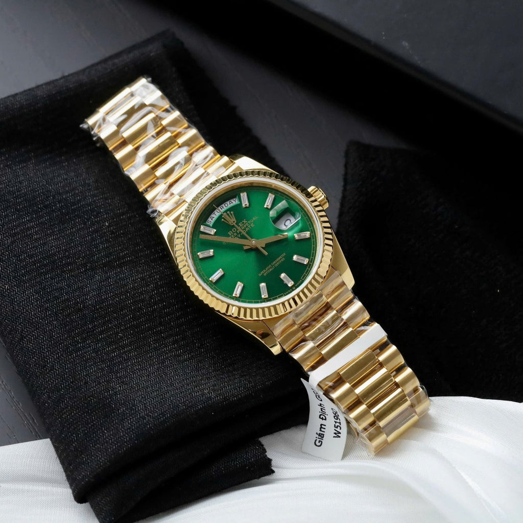 Rolex Day-Date Dial Green Watch Gold Wrapped 36mm