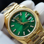 Rolex Day-Date Dial Green Watch Gold Wrapped 36mm