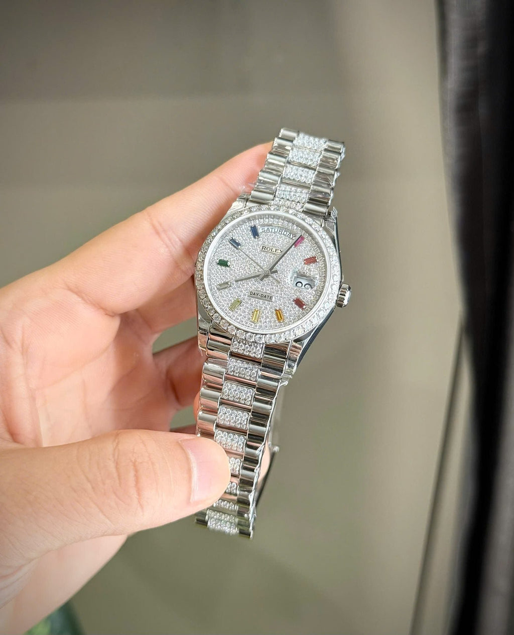 Rolex Day-Date Watch Moissanite Diamonds 36mm