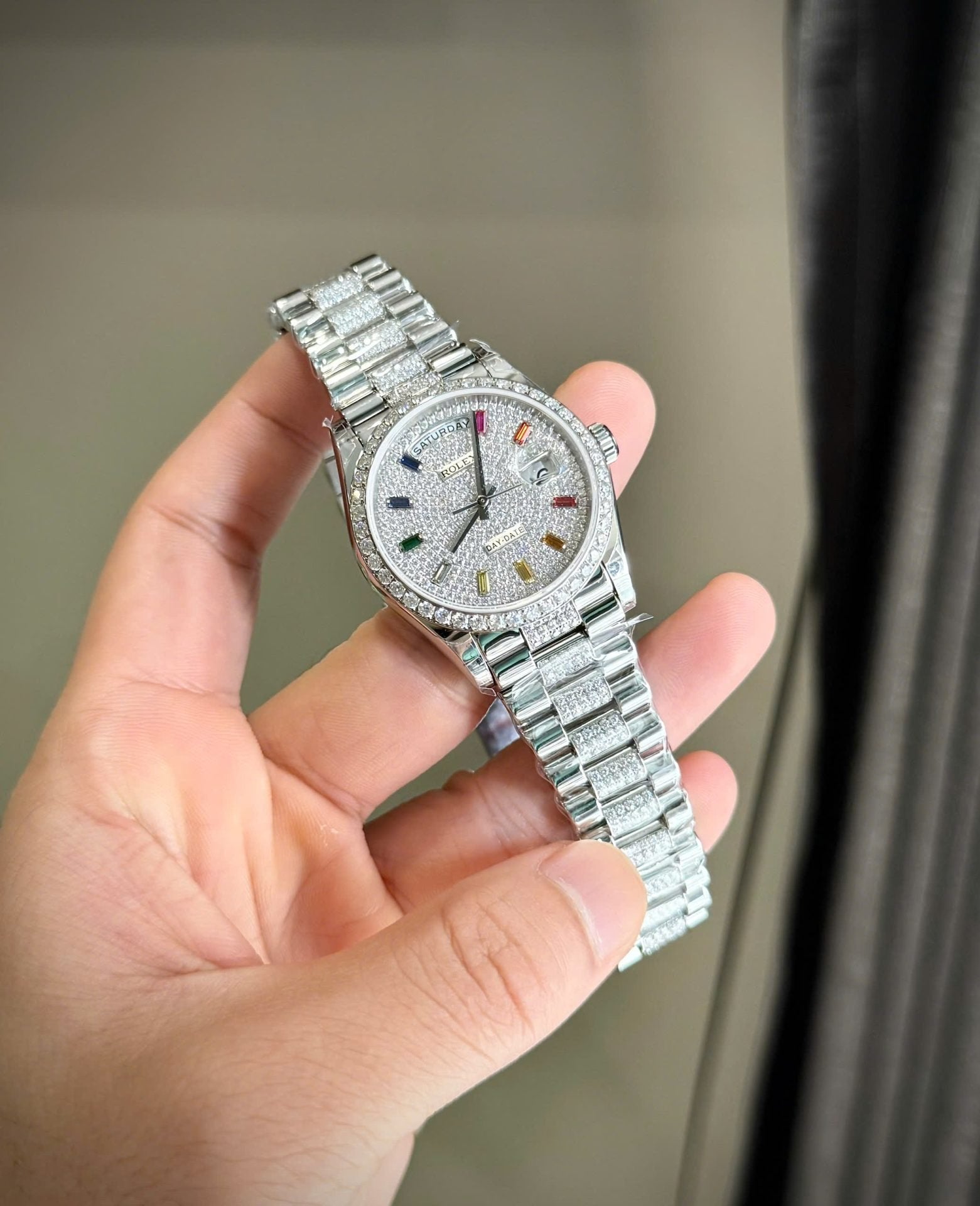 Rolex Day-Date Watch Moissanite Diamonds 36mm