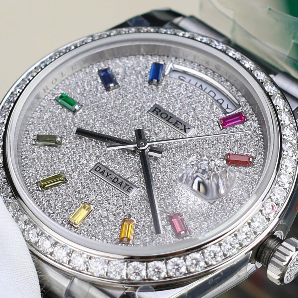 Rolex Day-Date Watch Diamonds Moissanite 40mm