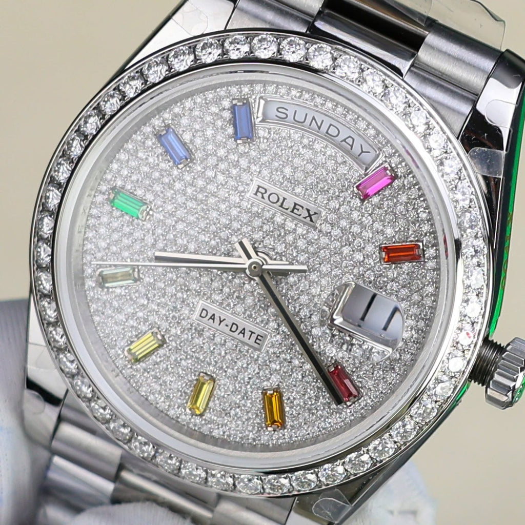Rolex Day-Date Watch Diamonds Moissanite 40mm