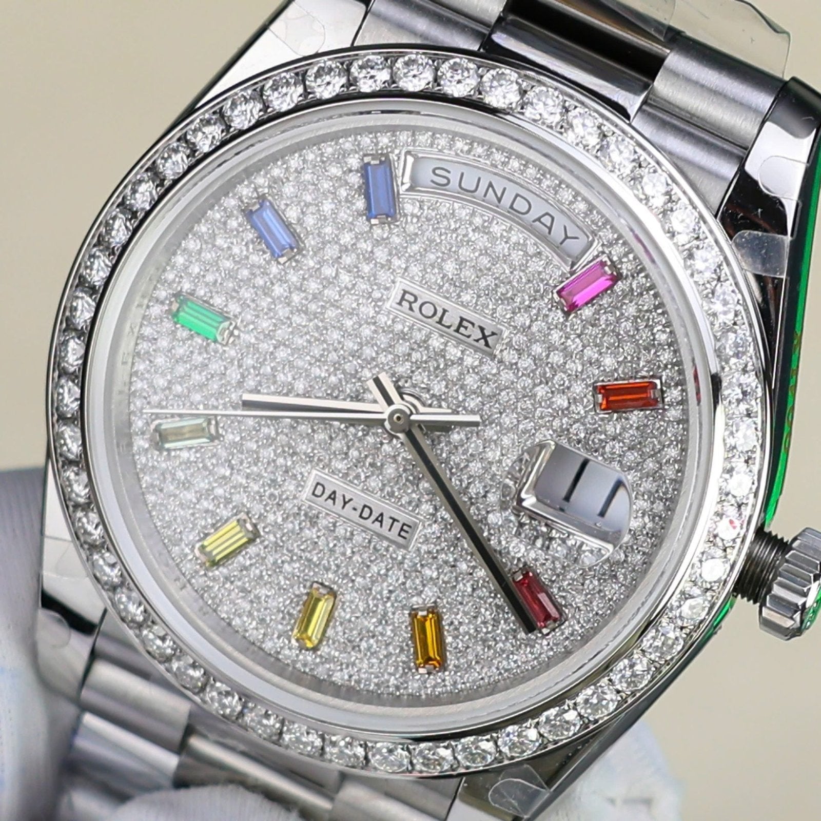 Rolex Day-Date Watch Diamonds Moissanite 40mm
