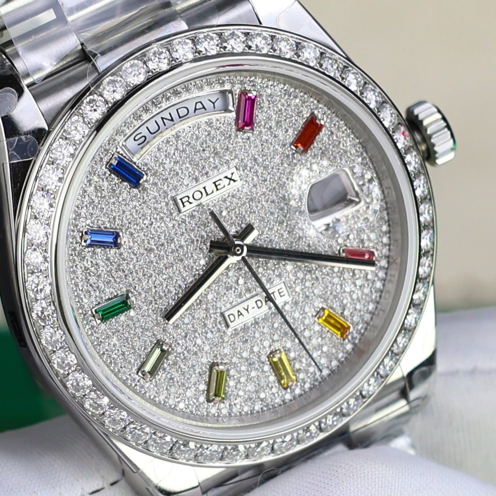 Rolex Day-Date Watch Diamonds Moissanite 40mm