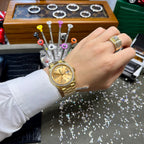 Rolex Day-Date Watch Yellow Dial Moissanite Diamonds 40mm