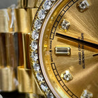 Rolex Watch Day-Date Yellow Dial Moissanite Diamonds 40mm