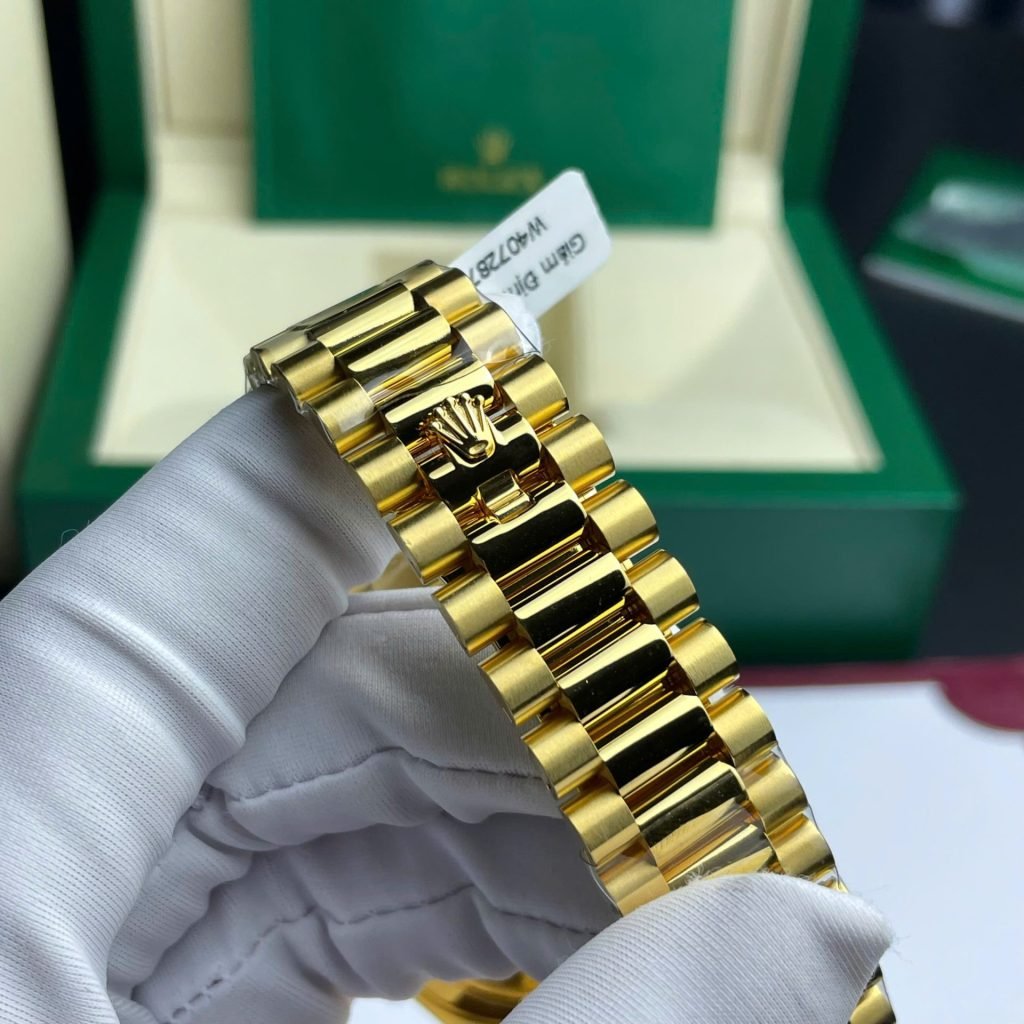 Rolex Day-Date Watch Ruby Red + Moissanite Diamonds Gold Wrapped 40mm