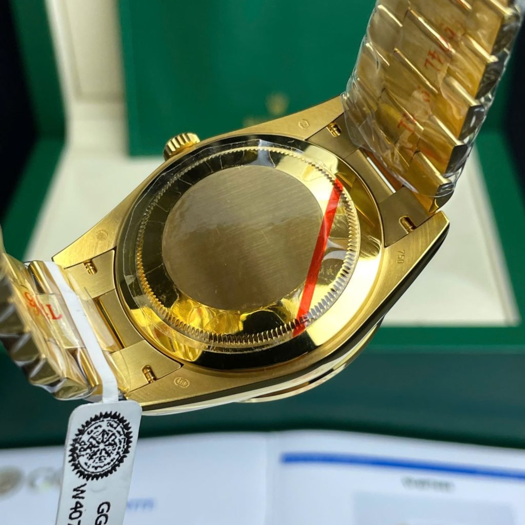 Rolex Day-Date Watch Ruby Red + Moissanite Diamonds Gold Wrapped 40mm