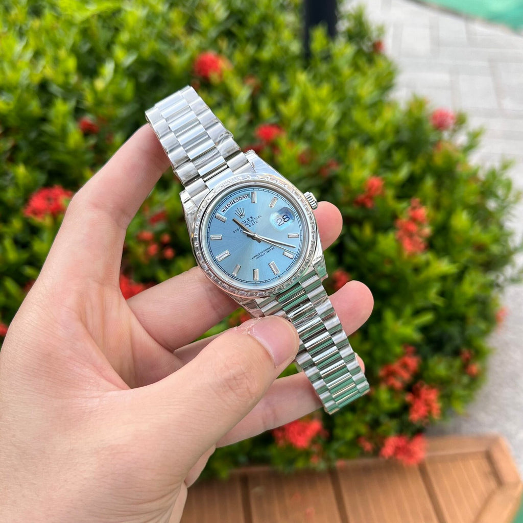 Rolex Day-Date Watch Ice Blue Dial 40mm