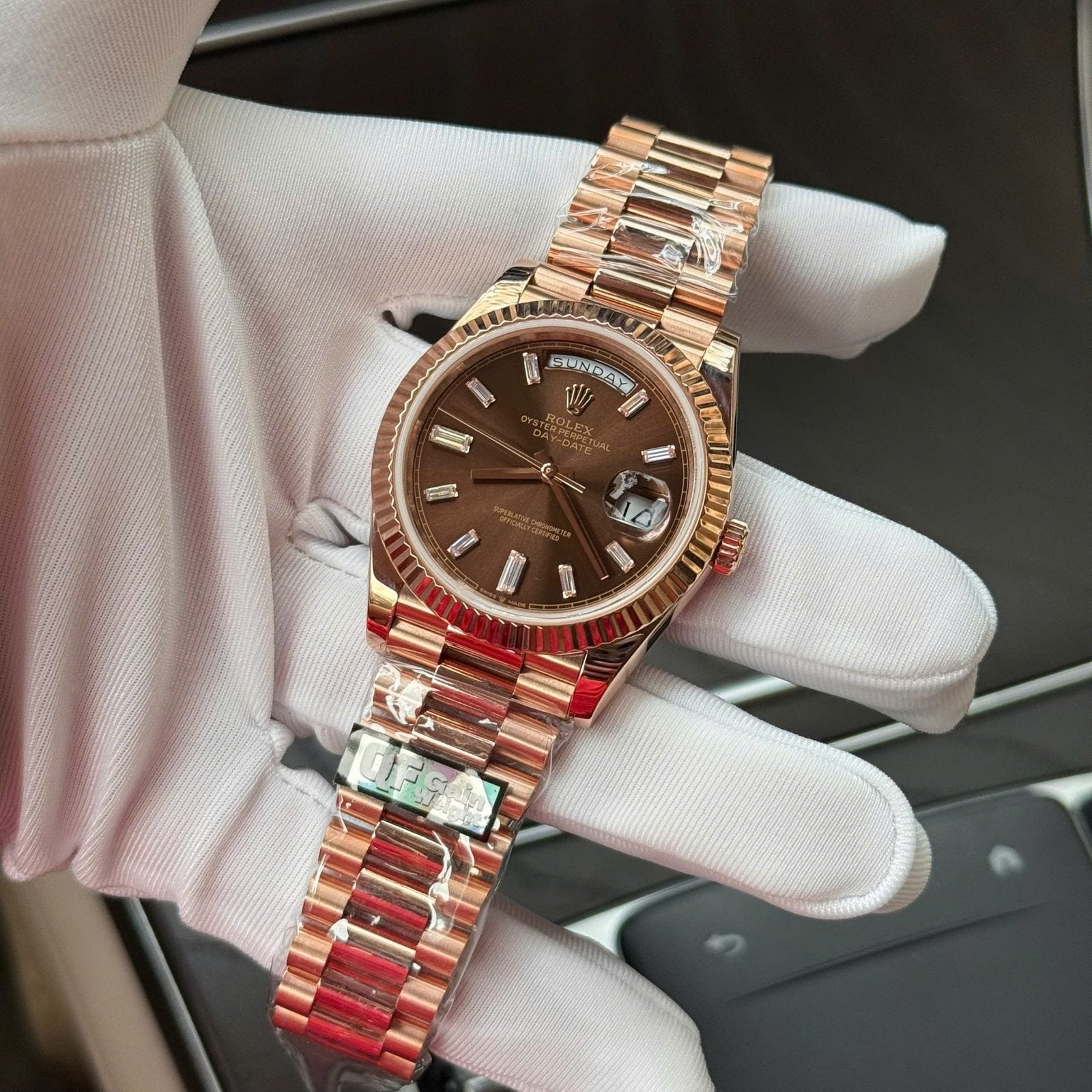 Rolex Day-Date Dial Chocolate Watch 18K Gold Wrapped 40mm