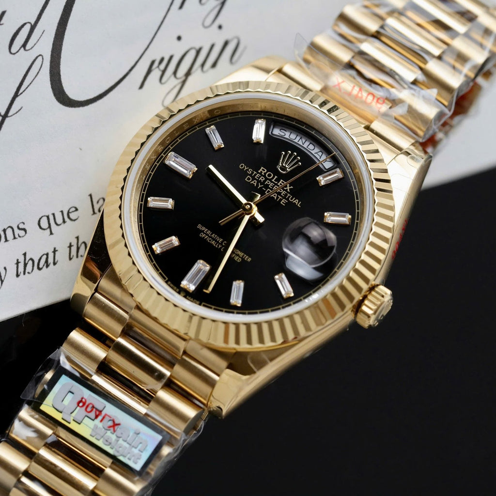 Rolex Day-Date Black Dial Watch 40mm