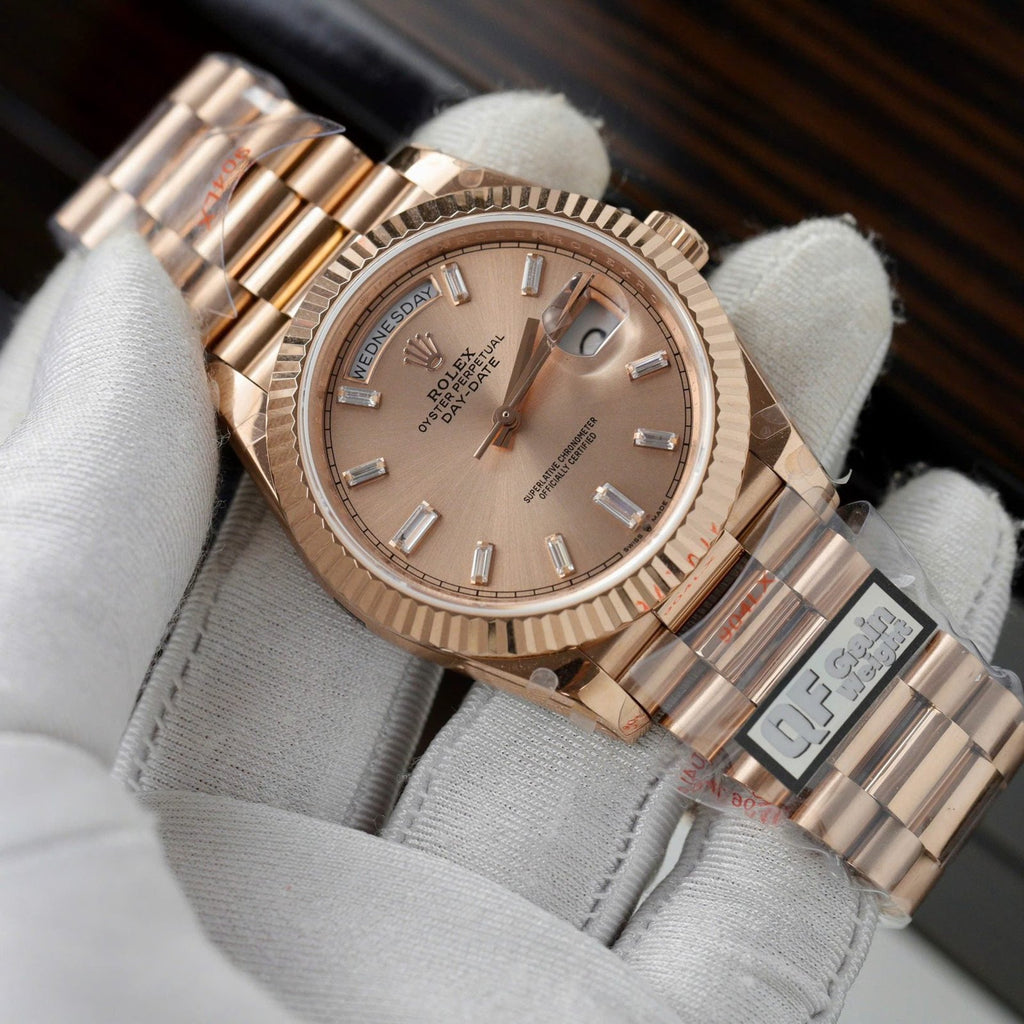 Rolex Day-Date Pink Sundust Dial Watch 40mm