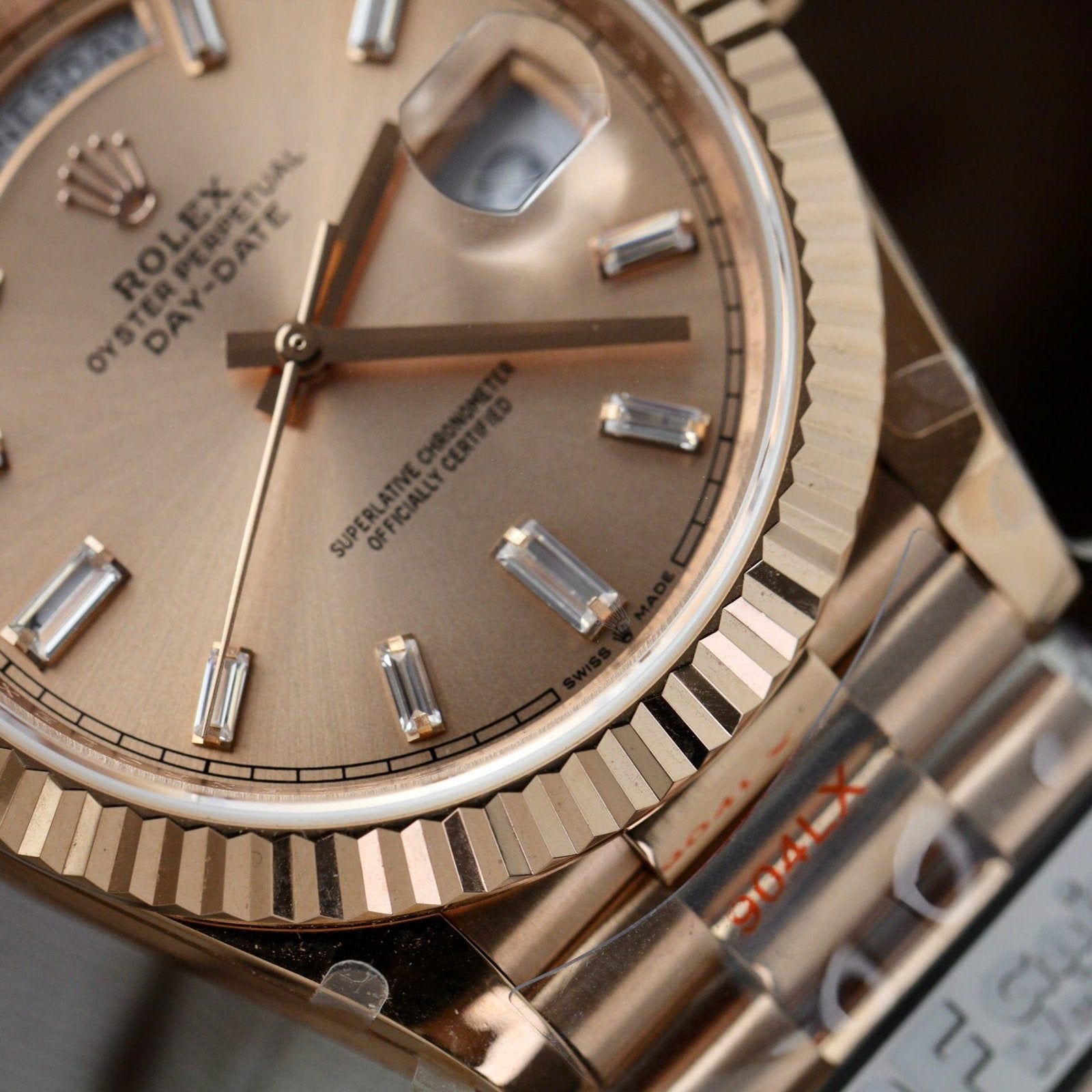 Rolex Day-Date Pink Sundust Dial Watch 40mm