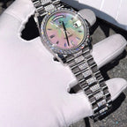 Rolex Day-Date Watch Dial Mother Of Pearl Moissanite Diamonds 40mm