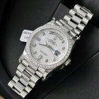 Rolex Day-Date Dial MOP Watch Moissanite Diamonds 36mm
