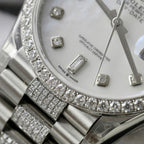 Rolex Day-Date Dial MOP Watch Moissanite Diamonds 36mm