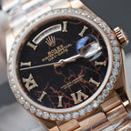 Rolex Day-Date Eisenkiesel Dial Watch Gold Wrapped + Diamonds Moissanite 36mm