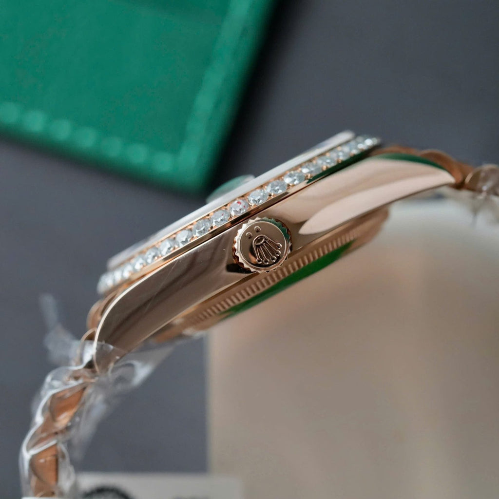 Rolex Day-Date Eisenkiesel Dial Watch Gold Wrapped + Diamonds Moissanite 36mm