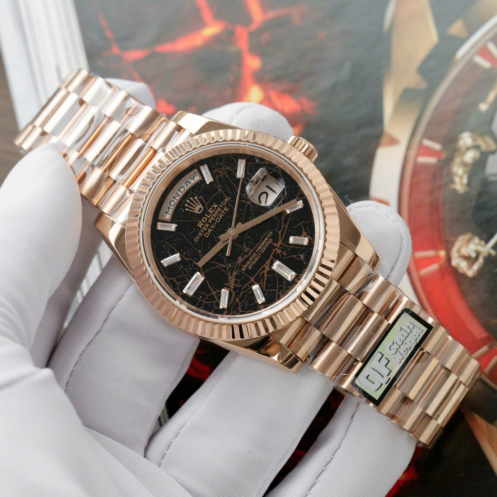Rolex Day-Date Eisenkiesel Dial Watch 18K Gold Wrapped 36mm