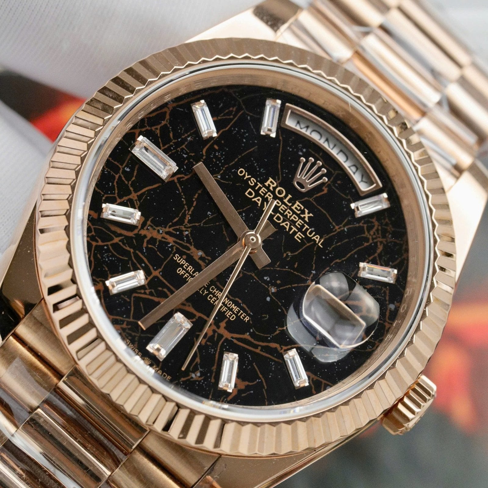 Rolex Day-Date Eisenkiesel Dial Watch 18K Gold Wrapped 36mm