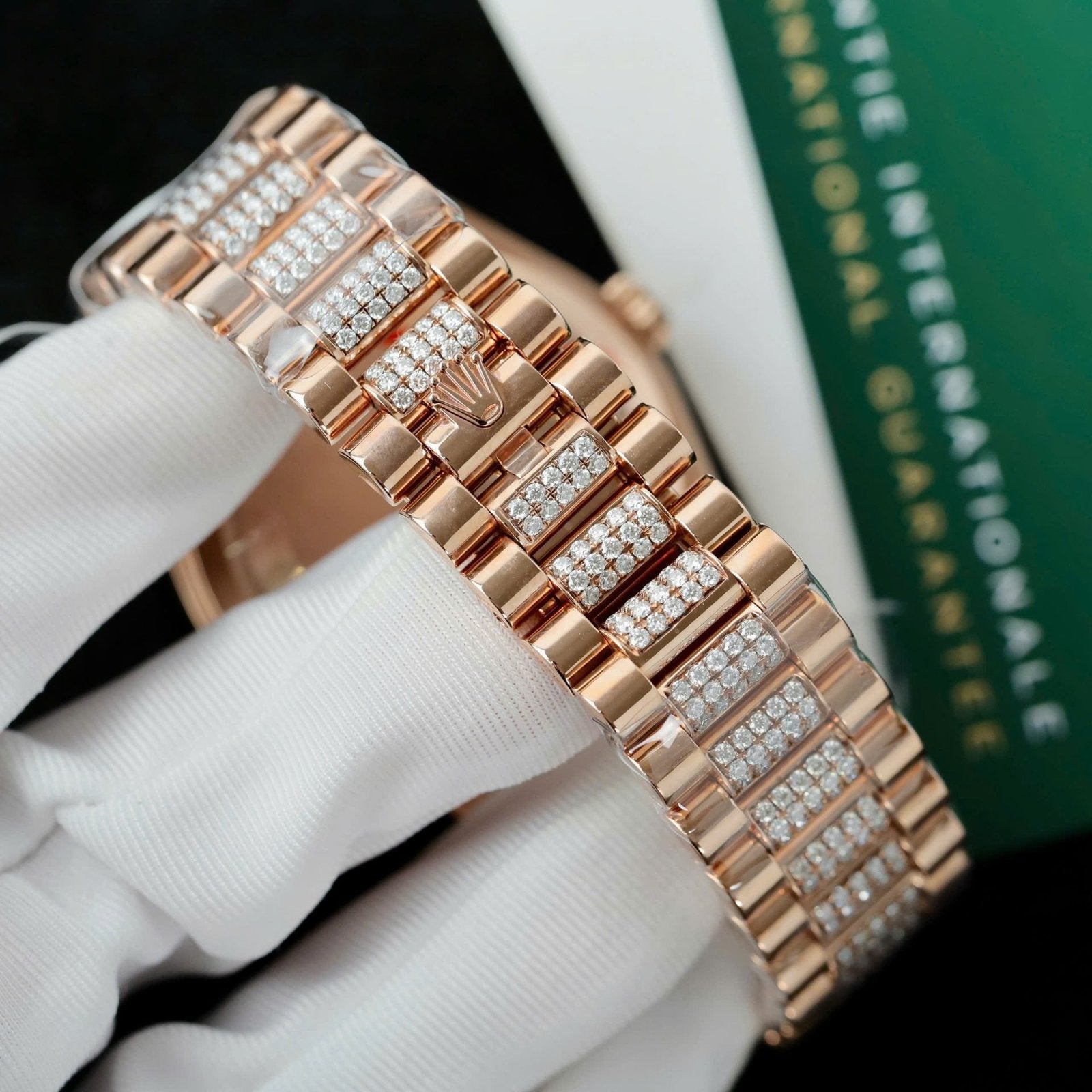 Rolex Day-Date Chocolate Dial Watch Gold Wrapped + Moissanite Diamonds 36mm